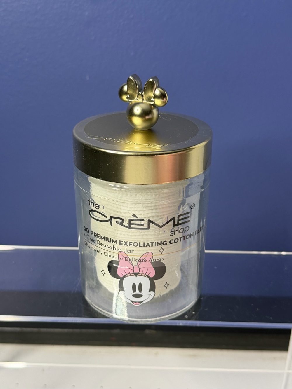 The Crème Shop Minnie Mouse Exfoliating Cotton Pads - White with Gold Lid